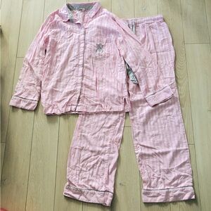 Victoria’s Secret Logo Embroidered Pink Striped PJ Set  Size S